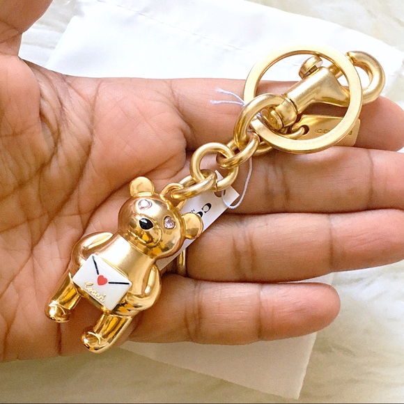 COACH 3D Gold Bear Love Letter Bag Charm - Picture 2 of 7
